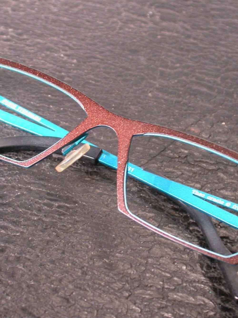 Theo Oracle Brown and Blue Modern Art Eyeglasses Spectacles  Made in Belgium